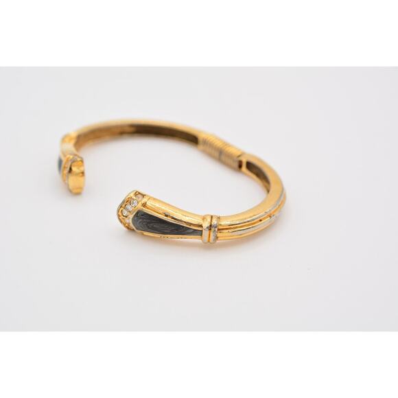 KJL For Avon Vintage Cuff Bangle Bracelet Rhinestone Enamel Signed AS IS BinAW - Picture 9 of 12